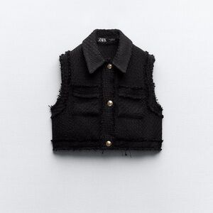 Zara black tweed top